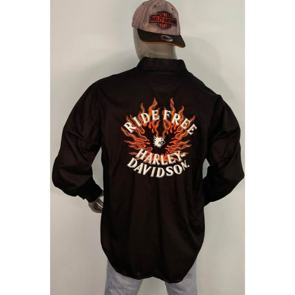 Harley Davidson Casual Button Down Shirt Large, Embroidery, Long Sleeve